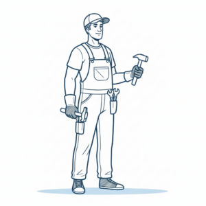 zelfde handyman met tools in de handen